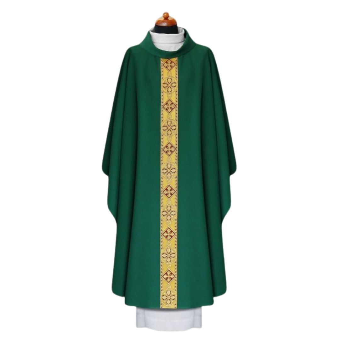 Chasuble with crosses on Italian brocade. Made in Poland and sold by The Clergy Store