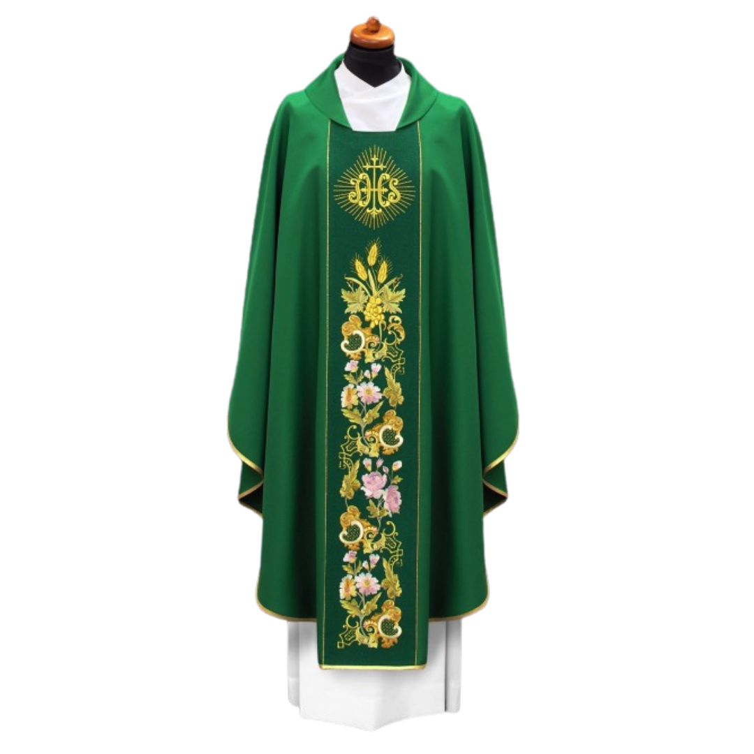 Chasuble with Eucharist embroidery. Made in Poland and sold by the Clergy Store