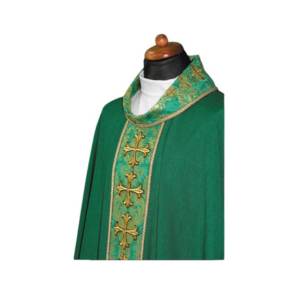 Chasuble with crosses on Italian brocade. Made in Poland and sold by The Clergy Store