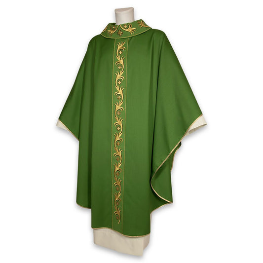 Gothic chasuble ivory with tiny crosses made in Italy and sold by The Clergy  Store