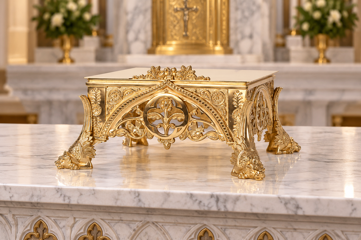 Traditional high polished brass monstrance stand 