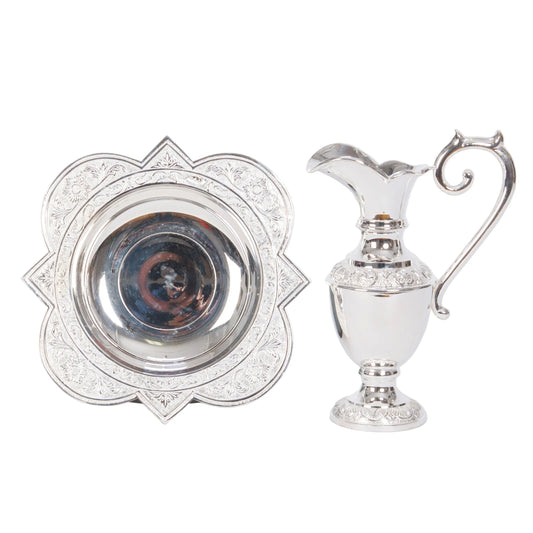 Ewer and Basin Lavabo Set in Silver Plated finish By Adrian Hamers
