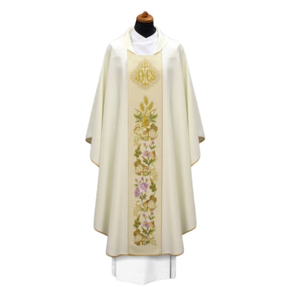 Chasuble with Eucharist embroidery. Made in Poland and sold by the Clergy Store