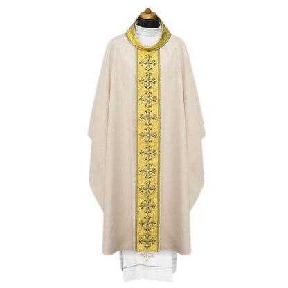 Chasuble with crosses on Italian brocade. Made in Poland and sold by The Clergy Store