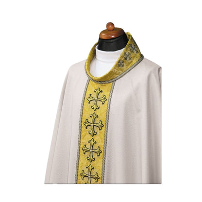 Chasuble with crosses on Italian brocade. Made in Poland and sold by The Clergy Store