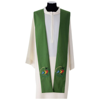 Clergy or Priest overlay stoles with embroidered official Jubilee 2025 logo. Made in Italy and sold by The Clergy Store