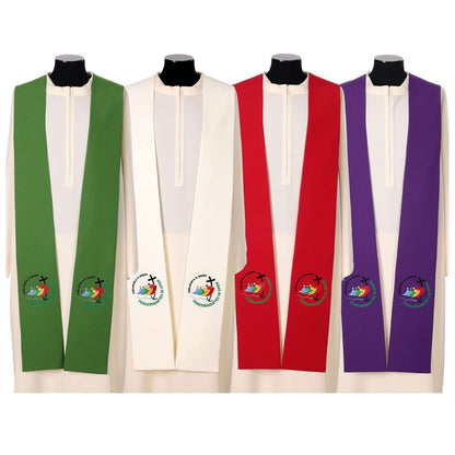 Clergy or Priest overlay stoles with embroidered official Jubilee 2025 logo. Made in Italy and sold by The Clergy Store