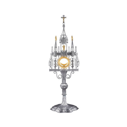 Gothic Monstrance with figures of the Mother of God, St. Anne, and 
St. Joachim,  30½” Ht.; clip luna: 2¼”