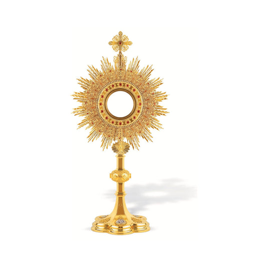 Neo-Gothic Monstrance with medallions of the Holy Family 453. Made in Poland and sold by The Clergy Store