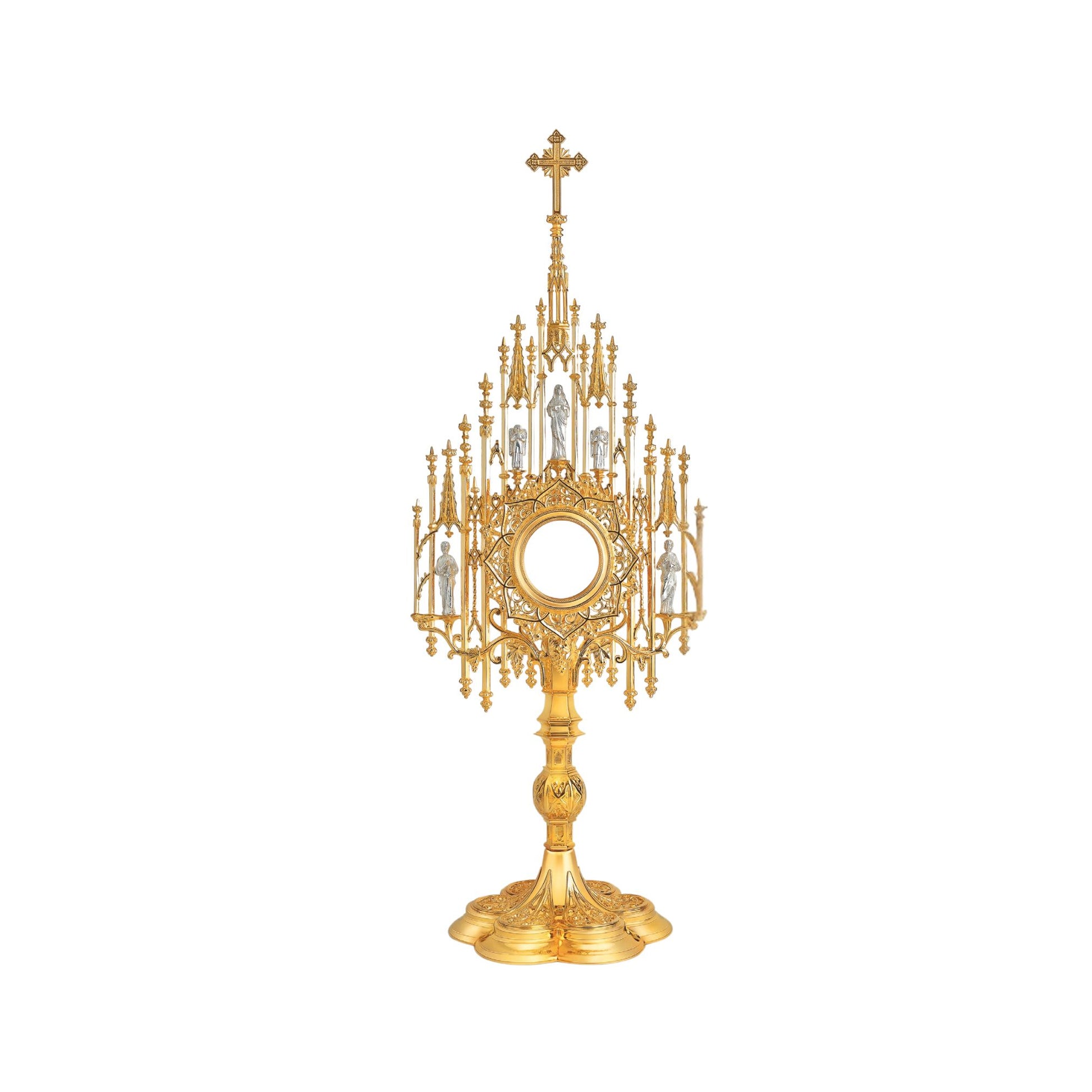 Neo-Gothic Monstrance with Jesus Christ, St. Peter, St. Paul and Two Angels. Made in Poland and sold by The Clergy Store