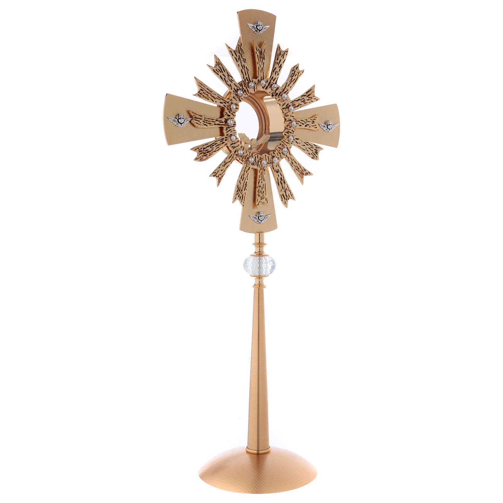 Monstrance with Swarvoski stones and crystal knot style OS-11 made by Napoletana Arte Sacra Italy