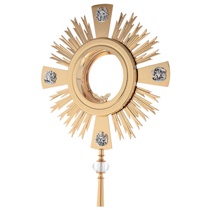 Monstrance modern with 4 evangelist and crystal node style OS-16 made by Napoletana Arte Sacra Italy