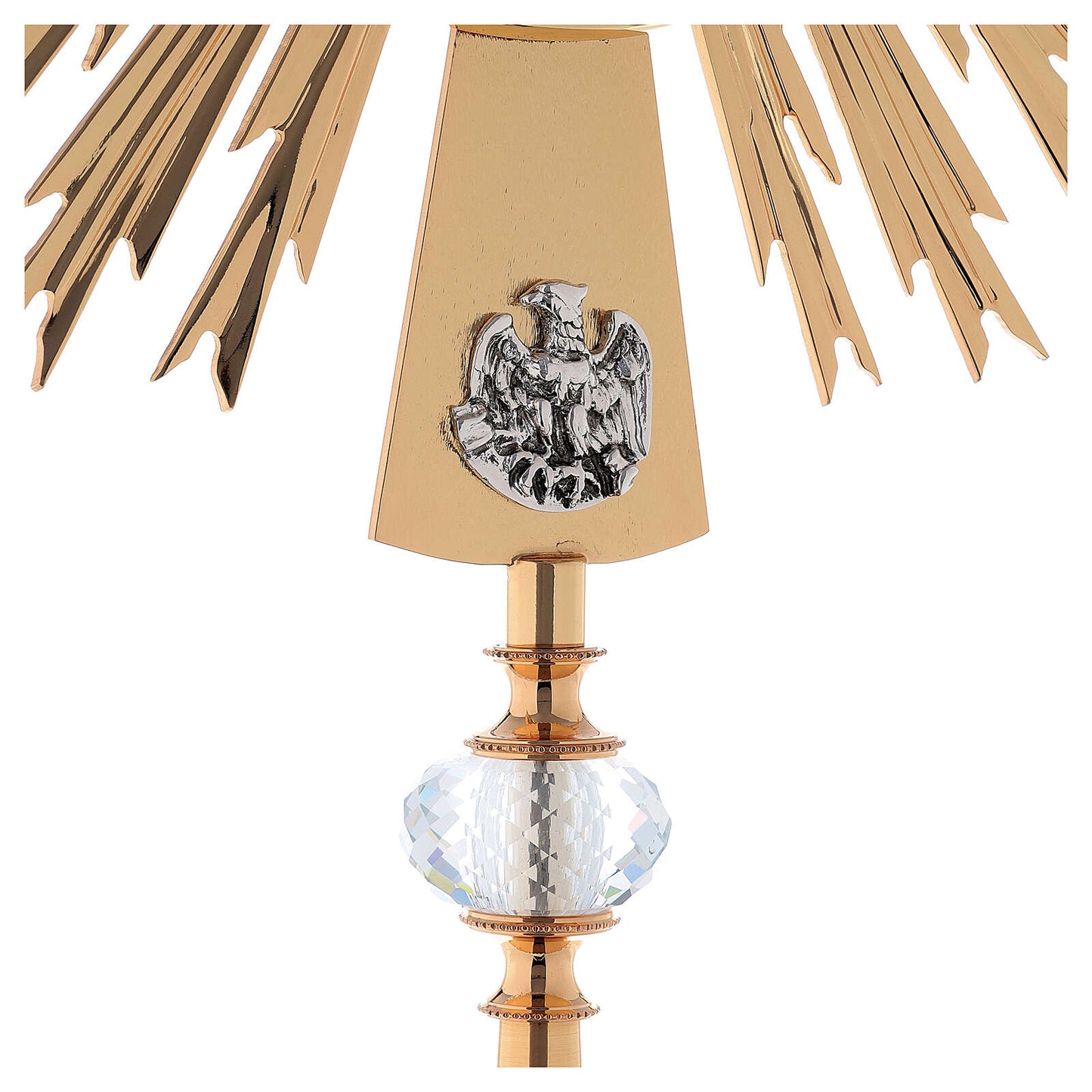 Monstrance modern with 4 evangelist and crystal node style OS-16 made by Napoletana Arte Sacra Italy