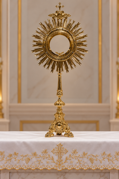 Baroque style ostia magna monstrance with Swarovski stones