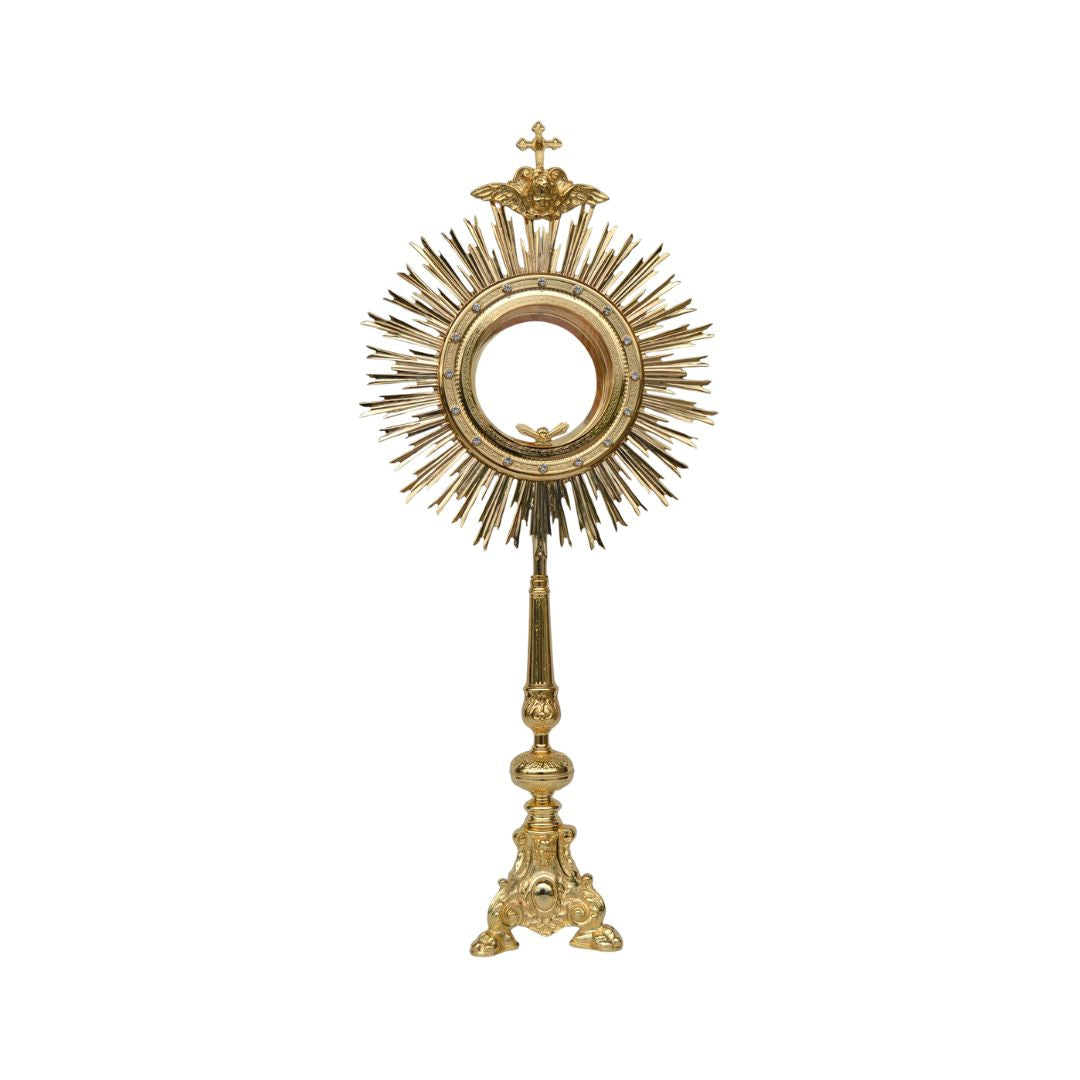 Monstrance with white swarovski stones style OS-17 made by Napoletana Arte Sacra Italy