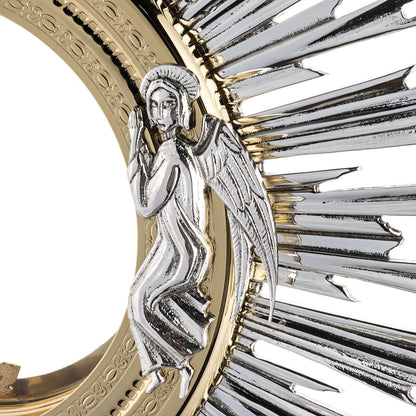 Monstrance with Angels and Leaves silver plated style OS-18 made by Napoletana Arte Sacra Italy