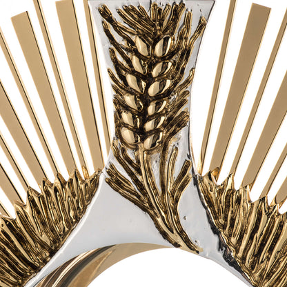 Monstrance with grapes and ears of wheat two tone gold and silver plated style OS-19 made by Napoletana Arte Sacra Italy