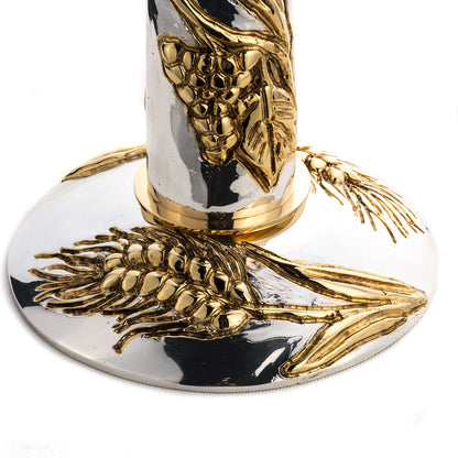 Monstrance with grapes and ears of wheat two tone gold and silver plated style OS-19 made by Napoletana Arte Sacra Italy