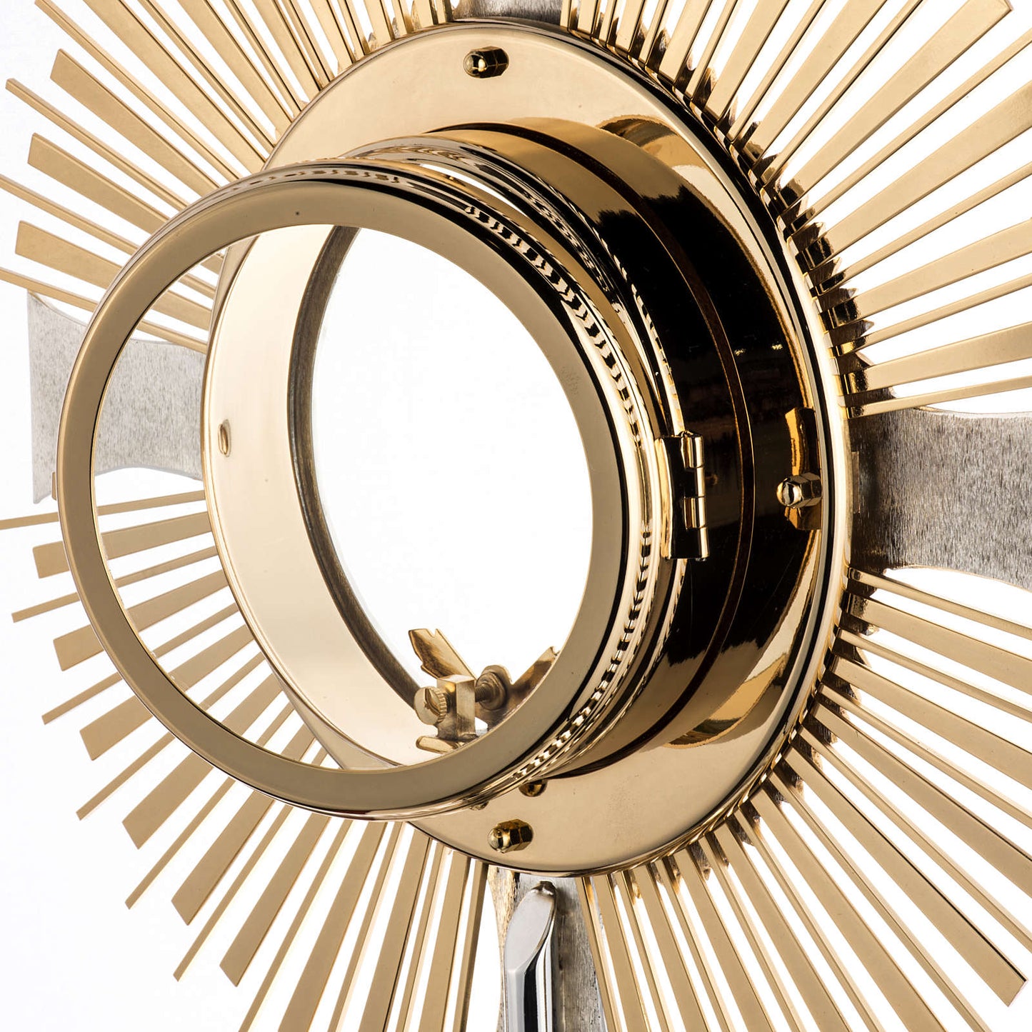 Monstrance with grapes and ears of wheat two tone gold and silver plated style OS-19 made by Napoletana Arte Sacra Italy