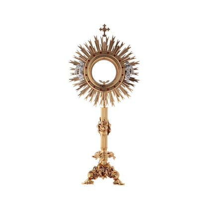 Monstrance with Angels and Leaves silver plated style OS-21 made by Napoletana Arte Sacra Italy