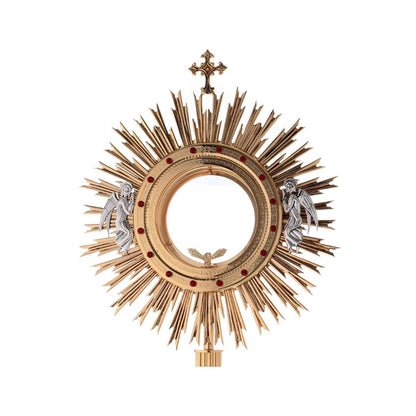 Monstrance with Angels and Leaves silver plated style OS-21 made by Napoletana Arte Sacra Italy