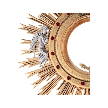 Monstrance with Angels and Leaves silver plated style OS-21 made by Napoletana Arte Sacra Italy