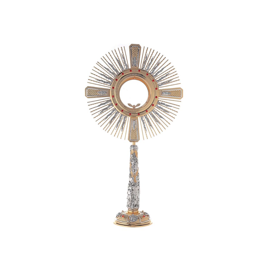 Monstrance with Angels and Swarovski Stones. Style OS-31. Made by Napoletana Arte Sacra Italy