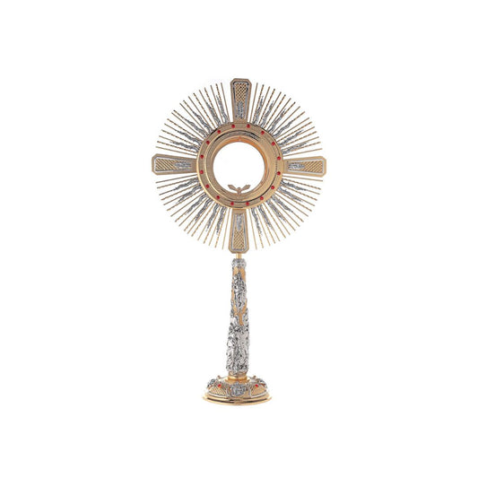 Monstrance with Angels and Swarovski Stones. Style OS-31. Made by Napoletana Arte Sacra Italy