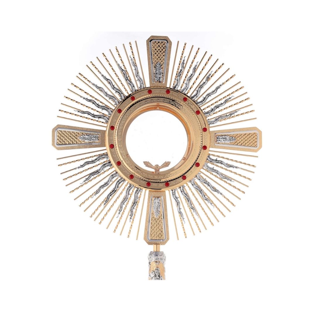 Monstrance with Angels and Swarovski Stones. Style OS-31. Made by Napoletana Arte Sacra Italy