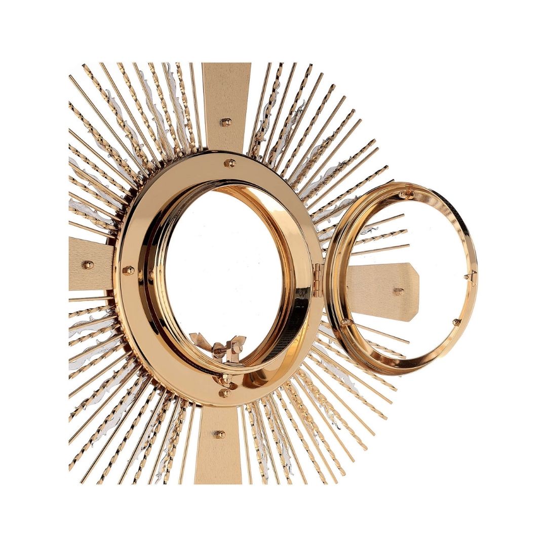 Monstrance with Angels and Swarovski Stones. Style OS-31. Made by Napoletana Arte Sacra Italy