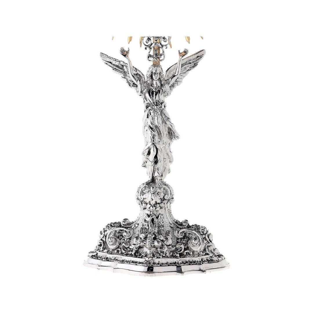 Monstrance ascent of the Angels 24K gold plated with silver casting. Style# OS-38. Mady by Napoletana Arte Sacra Italy