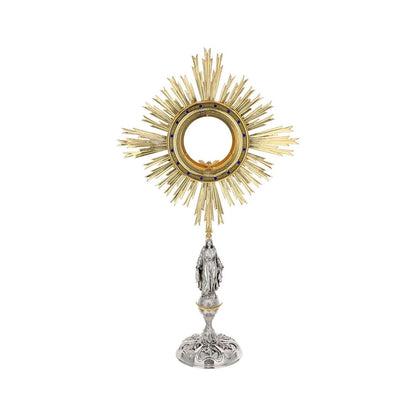 Monstrance with Virgin Mary and Blue Stones style OS-40 made by Napoletana Arte Sacra Italy