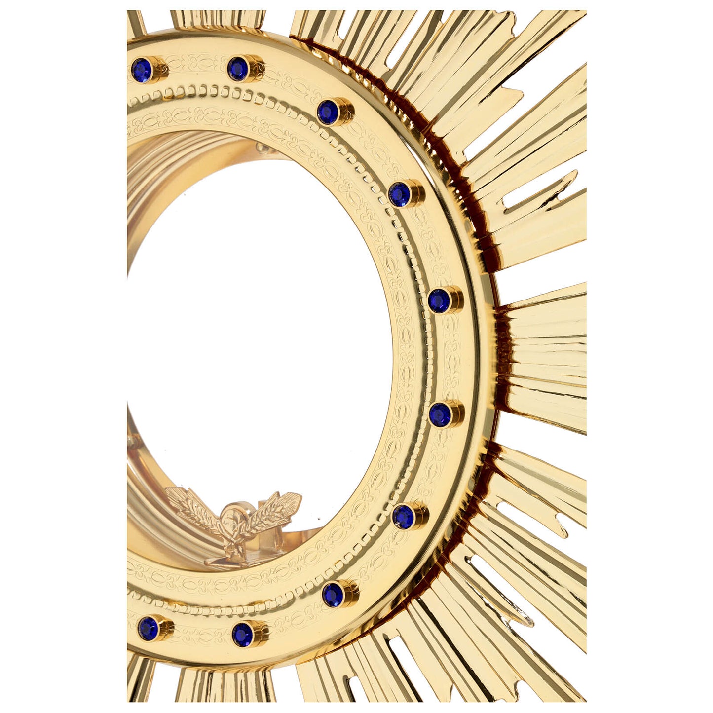 Monstrance with Virgin Mary and Blue Stones style OS-40 made by Napoletana Arte Sacra Italy