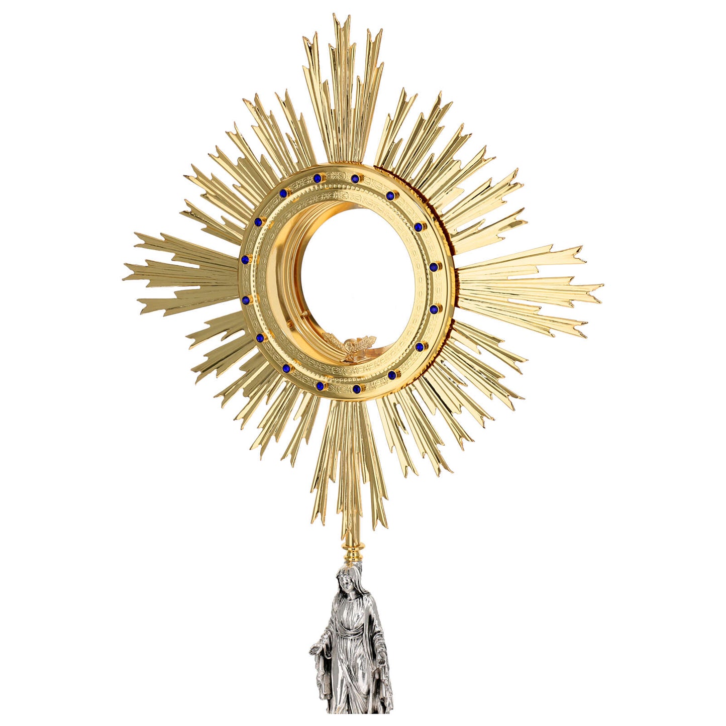 Monstrance with Virgin Mary and Blue Stones style OS-40 made by Napoletana Arte Sacra Italy