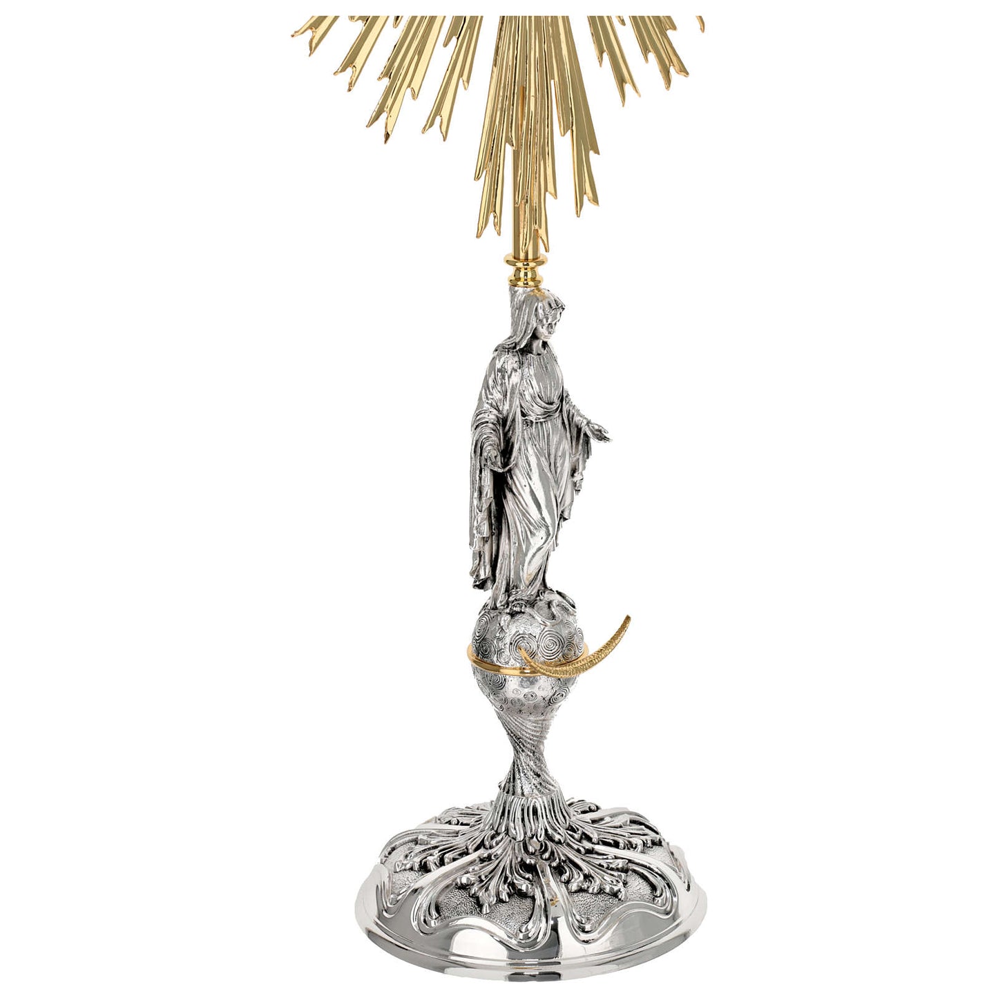 Monstrance with Virgin Mary and Blue Stones style OS-40 made by Napoletana Arte Sacra Italy