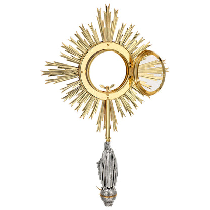 Monstrance with Virgin Mary and Blue Stones style OS-40 made by Napoletana Arte Sacra Italy