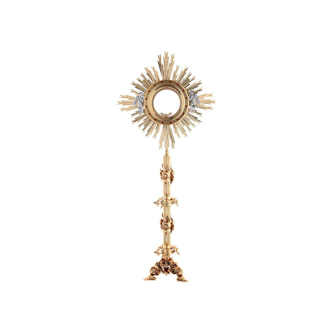 Monstrance with Angels and swaroski stones. Style# OS-42. Made by Napoletana Arte Sacra Italy