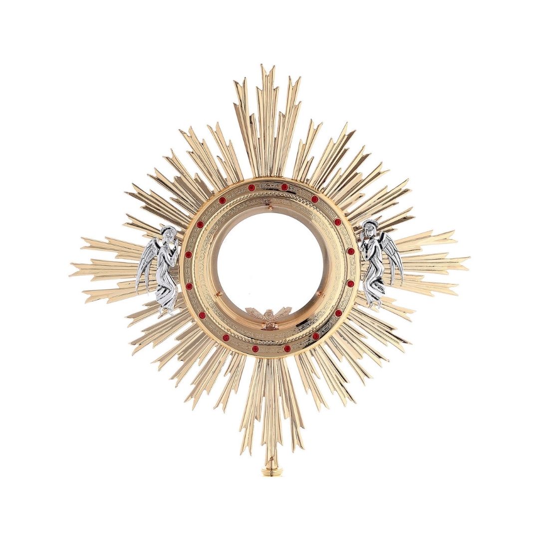 Monstrance with Angels and swaroski stones. Style# OS-42. Made by Napoletana Arte Sacra Italy