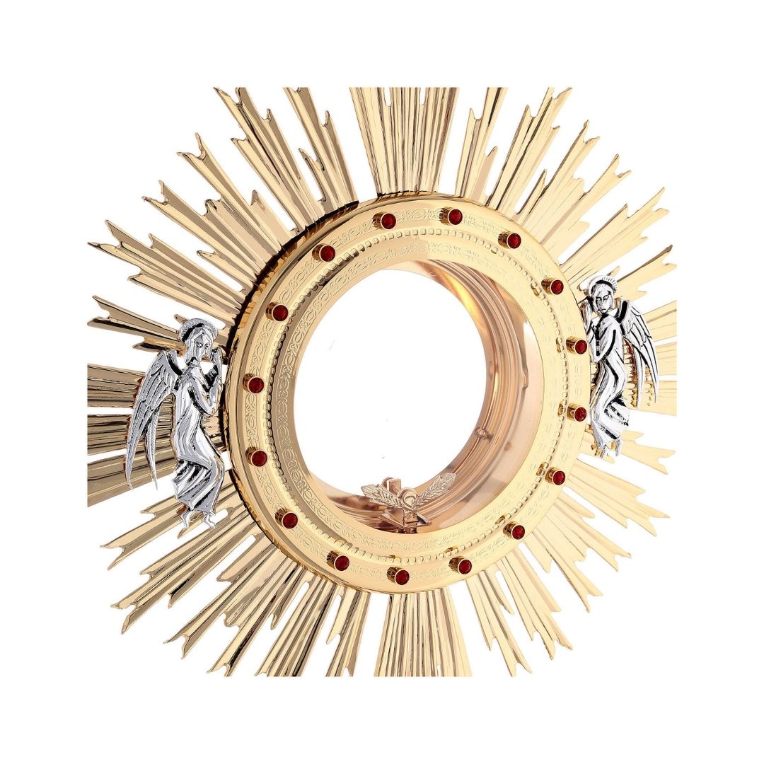 Monstrance with Angels and swaroski stones. Style# OS-42. Made by Napoletana Arte Sacra Italy
