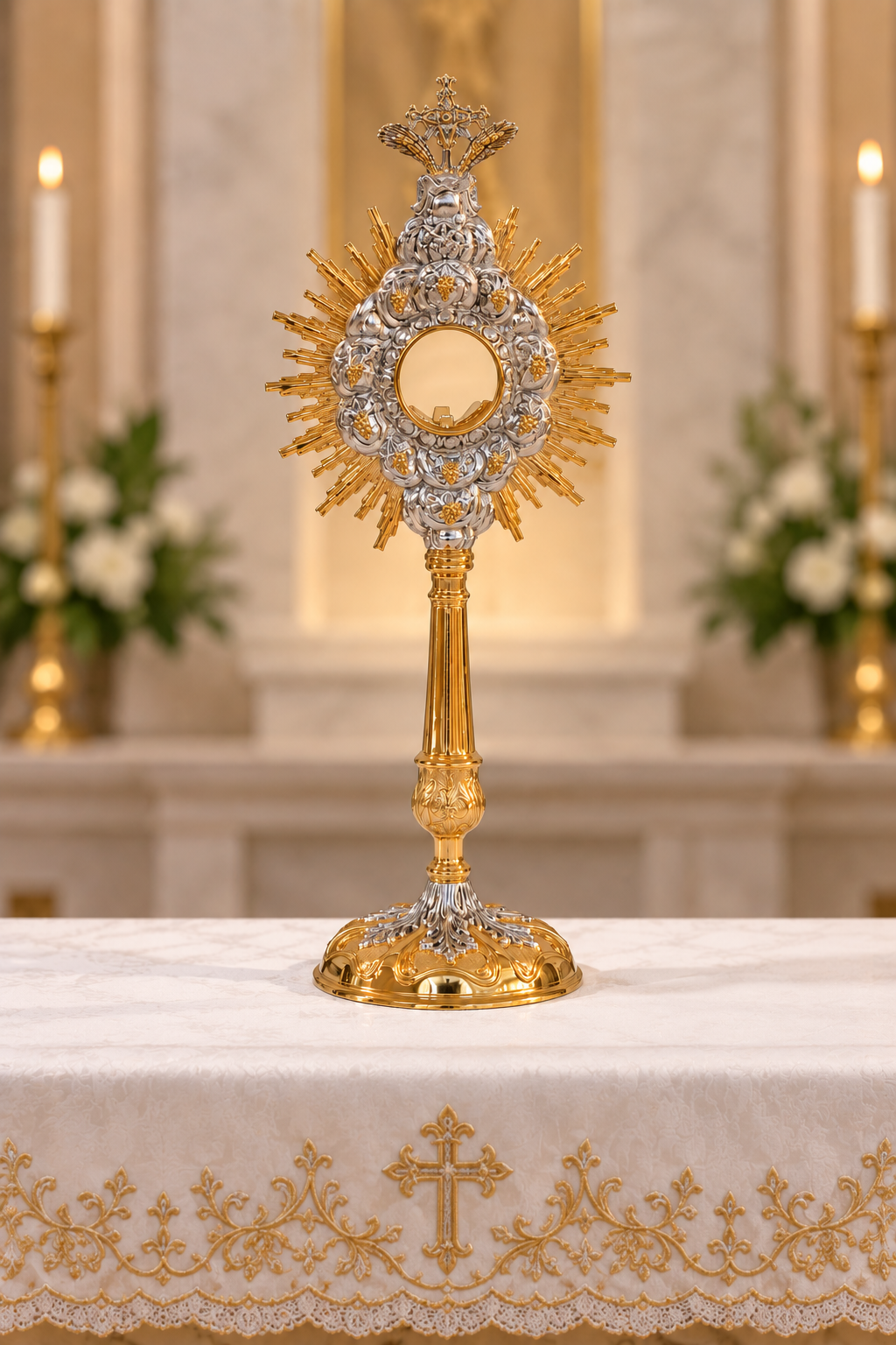 Monstrance Baroque style OS-5 made by Napoletana Arte Sacra Italy