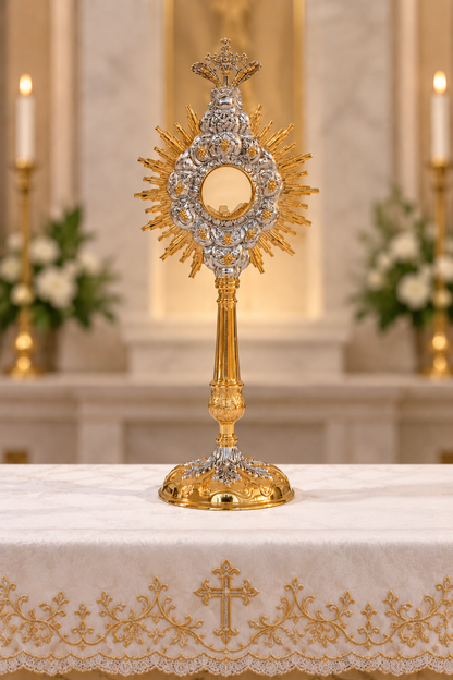 Monstrance Baroque style OS-5 made by Napoletana Arte Sacra Italy