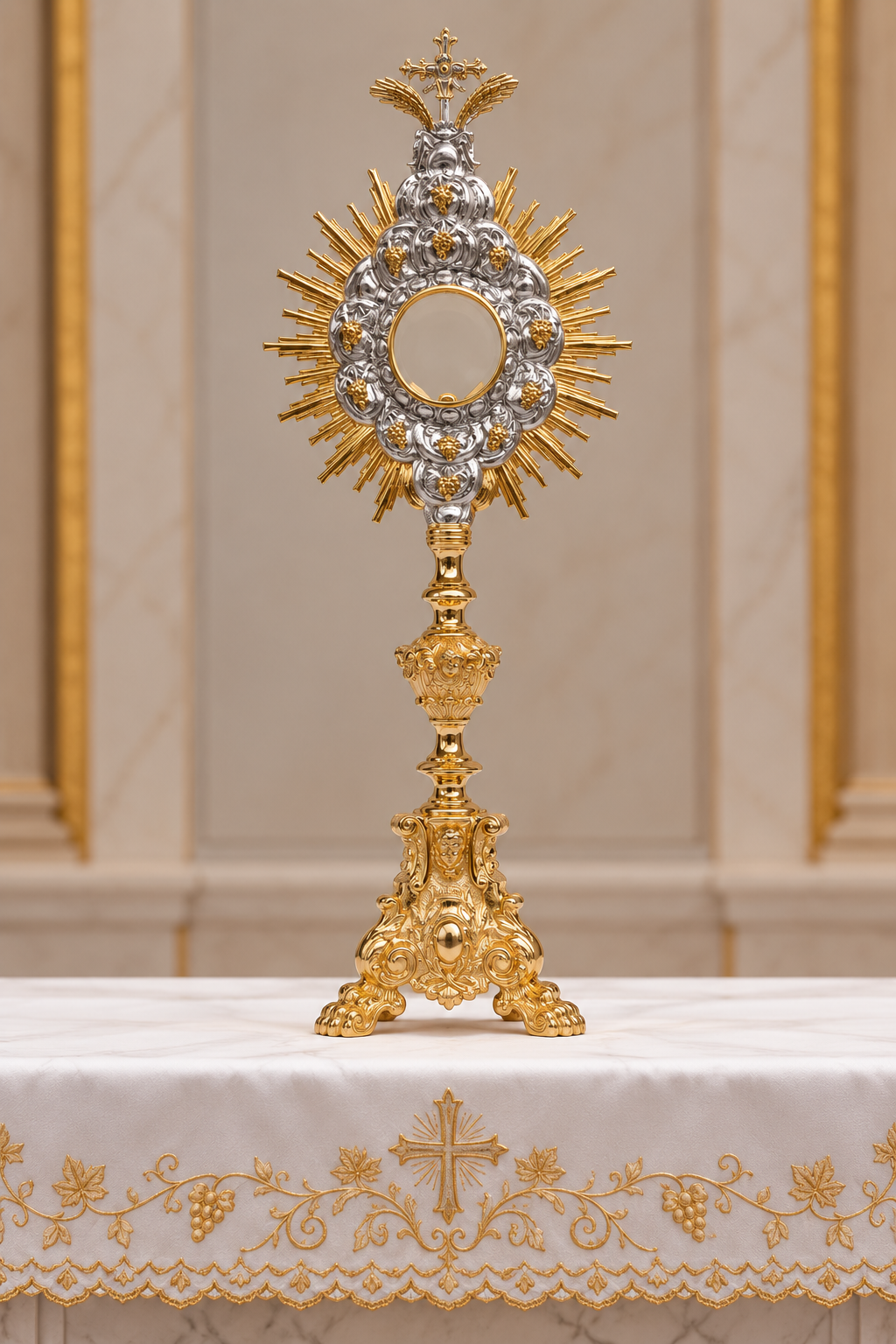 Monstrance Baroque style OS-9 made by Napoletana Arte Sacra Italy