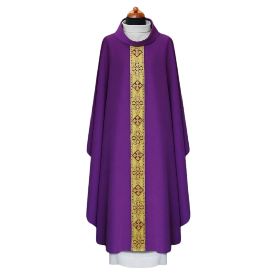 Chasuble with crosses on Italian brocade. Made in Poland and sold by The Clergy Store