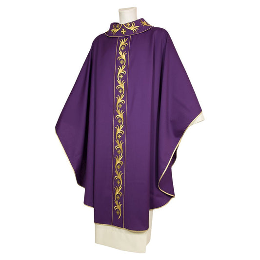 Gothic chasuble ivory with tiny crosses made in Italy and sold by The Clergy  Store