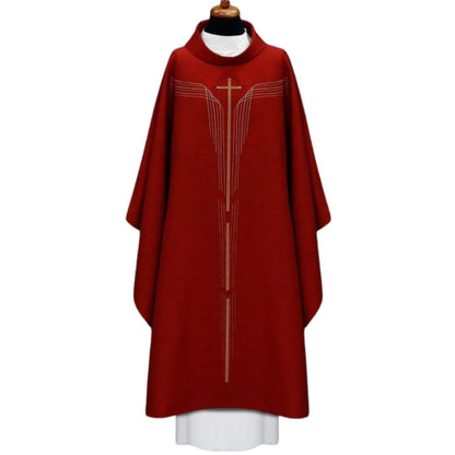 Chasuble with modern stitched cross design  Made in Poland and sold by The Clergy Store