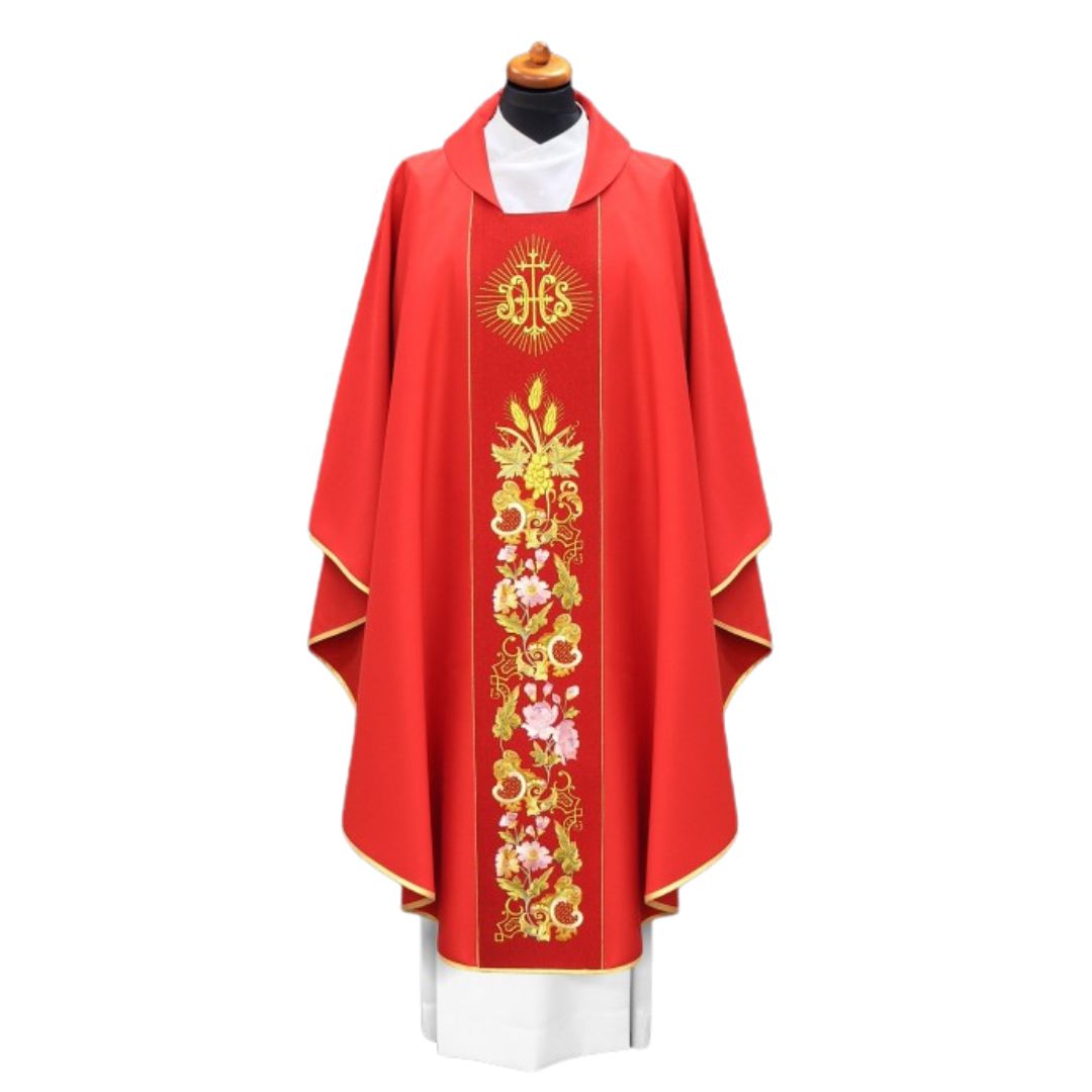 Chasuble with Eucharist embroidery. Made in Poland and sold by the Clergy Store