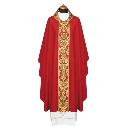 Chasuble with crosses on Italian brocade. Made in Poland and sold by The Clergy Store