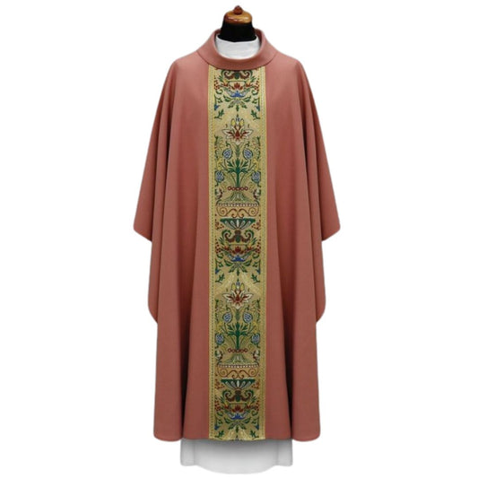 Chasuble with classic coronation orphrey. Made in Poland and sold by The Clergy Store