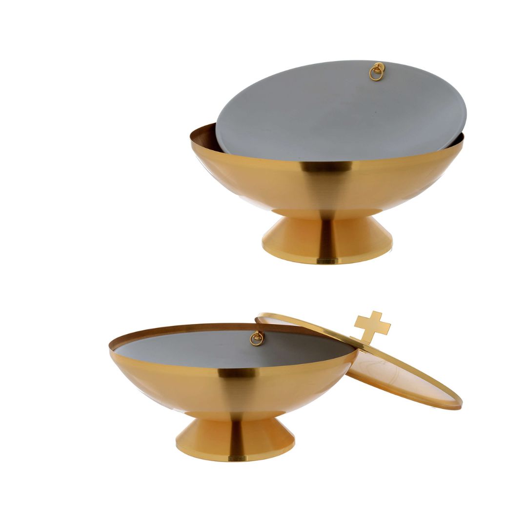 Baptismal font in gold finish made in Italy and sold by The Clergy Store