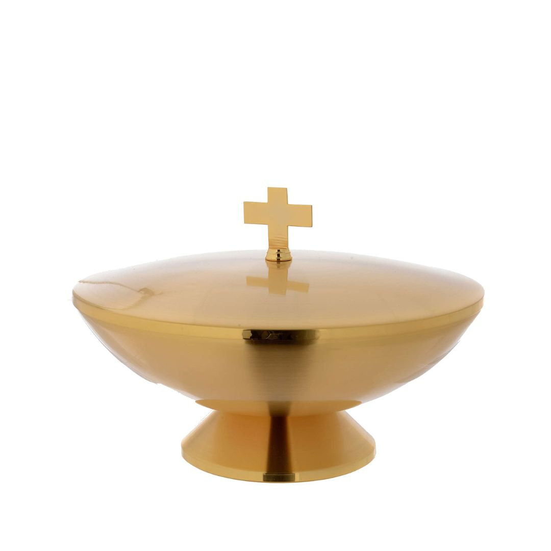Baptismal font in gold finish made in Italy and sold by The Clergy Store